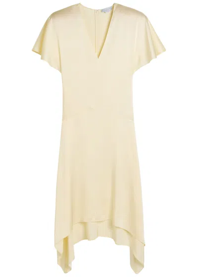 Stella Mccartney Womens Buttermilk V-neck Short-sleeve Satin Midi Dress In Neutral