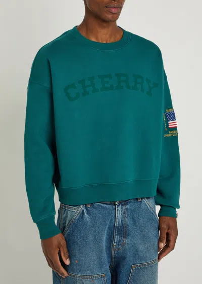 Cherry Los Angeles America's Favourite Crew-neck Cotton Sweatshirt In Blue
