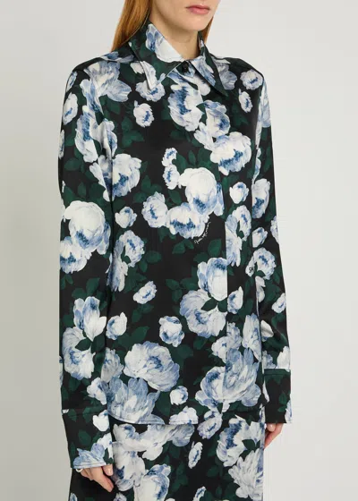 Stella Mccartney Bunch Of Roses Floral-print Satin Shirt In Multi
