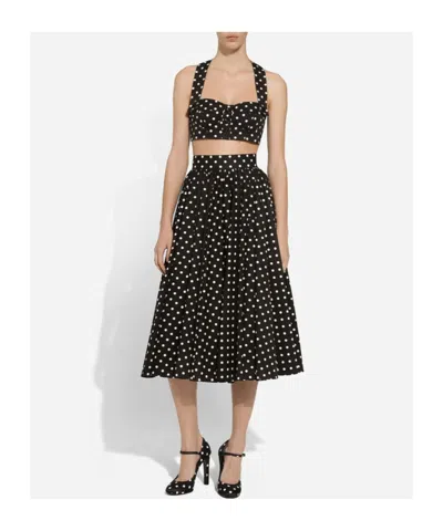 Dolce & Gabbana Polka-dot Cotton Midi Skirt In Multi
