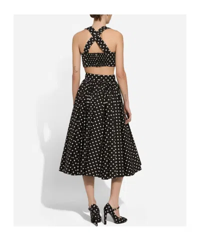 Dolce & Gabbana Polka-dot Cotton Midi Skirt In Multi