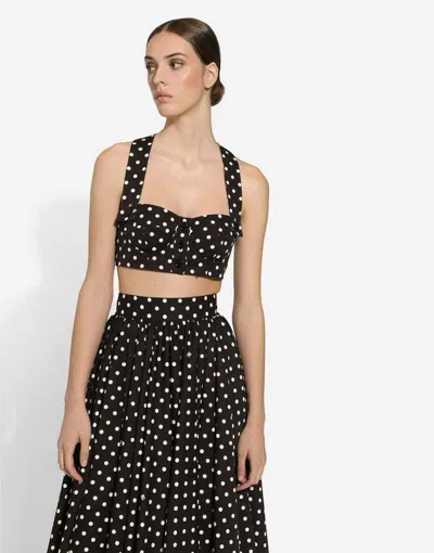 Dolce & Gabbana Polka-dot Cotton Midi Skirt In Multi