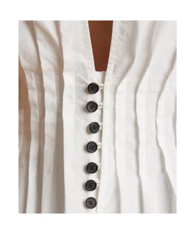 Khaite Westin Pleated Cotton-poplin Top In White