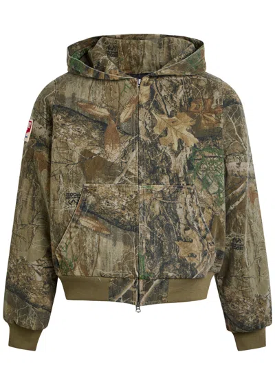 Cherry Los Angeles Camouflage Hooded Canvas Jacket In Multi