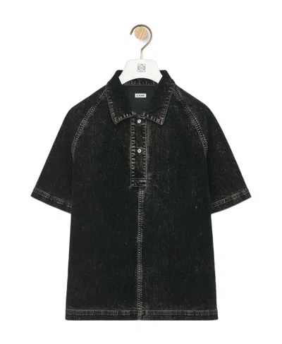 Loewe Polo Shirt In Denim In Black