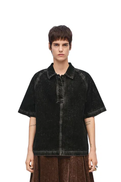 Loewe Polo Shirt In Denim In Black