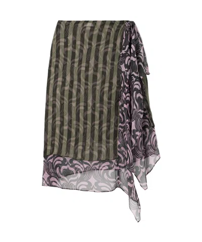 Dries Van Noten Pattern Skirt In Green