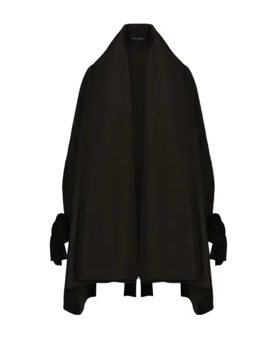 Dolce & Gabbana Dolce  Gabbana X Kim Georgette Bow Detailed Cape In Black