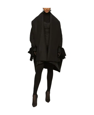 Dolce & Gabbana Dolce  Gabbana X Kim Georgette Bow Detailed Cape In Black