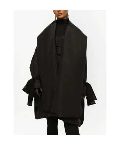 Dolce & Gabbana Dolce  Gabbana X Kim Georgette Bow Detailed Cape In Black