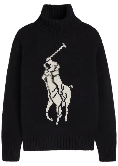 Polo Ralph Lauren Wool Big Pony Rollneck Sweater In Black