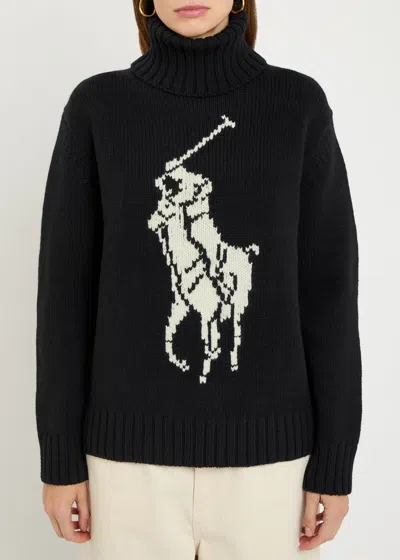Polo Ralph Lauren Wool Big Pony Rollneck Sweater In Black