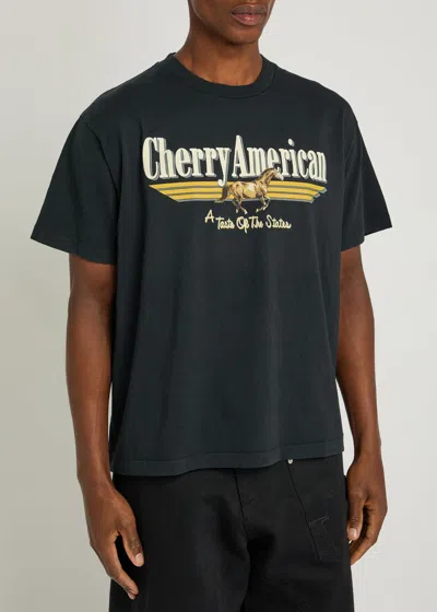 Cherry Los Angeles Cotton Logo Print Coast To Coast T-shirt In Black