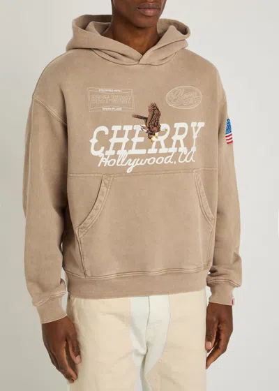 Cherry Los Angeles Hollywood Logo Hooded Cotton Sweatshirt In Brown