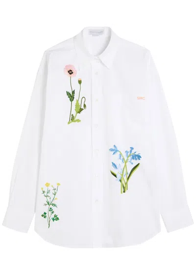 Stella Mccartney Floral-embroidered Cotton-poplin Shirt In White