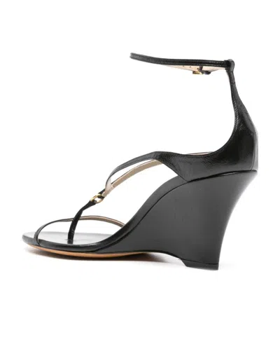 Khaite Marion Buckle-fastened Wedge Sandals In Black