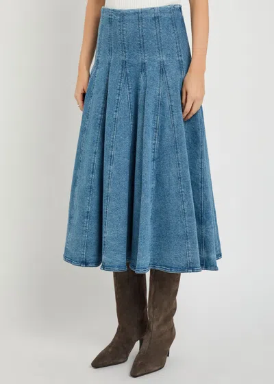 Simkhai Jonathan  Taylan Panelled Stretch-denim Midi Skirt In Blue