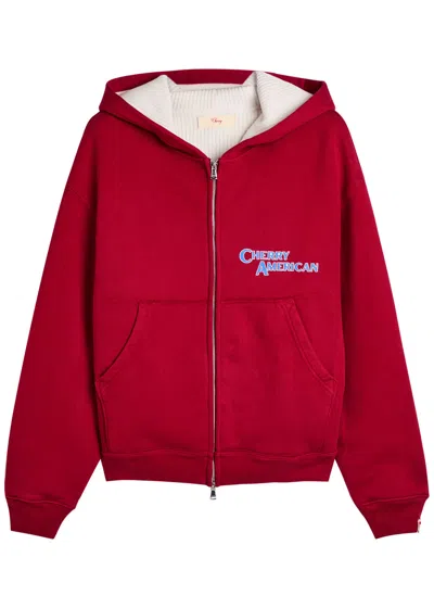 Cherry Los Angeles Thermal Logo-print Cotton Zip-though Sweatshirt In Red