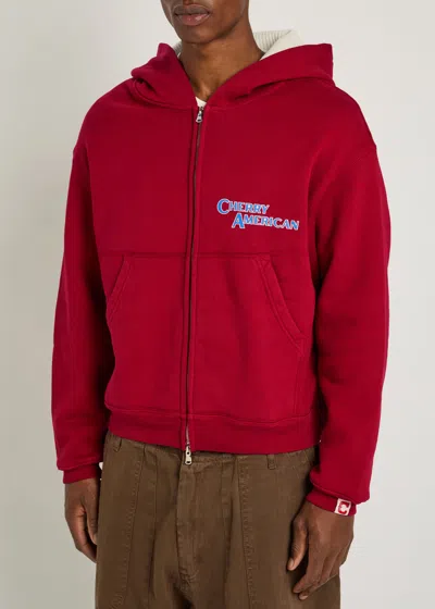 Cherry Los Angeles Thermal Logo-print Cotton Zip-though Sweatshirt In Red