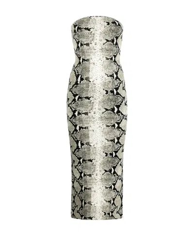 Khaite The Rumer Python Print Strapless Midi Dress In Multi