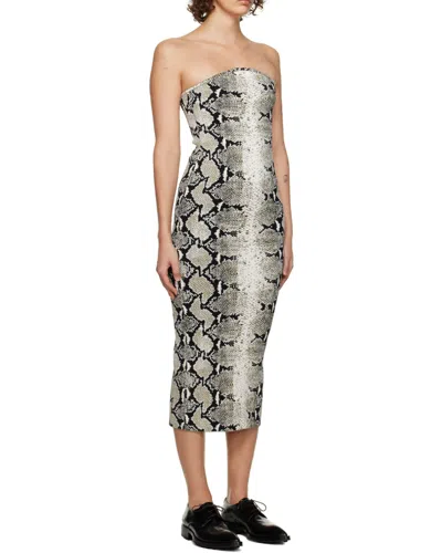 Khaite The Rumer Python Print Strapless Midi Dress In Multi