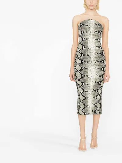 Khaite The Rumer Python Print Strapless Midi Dress In Multi