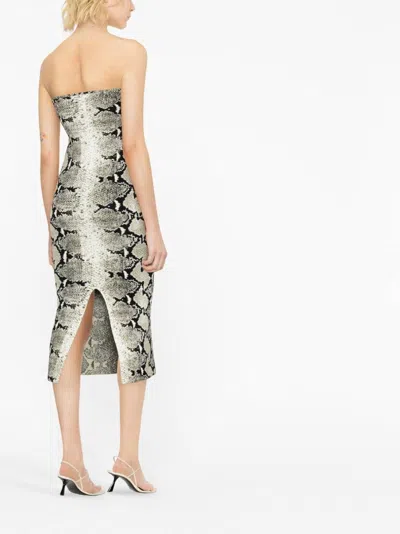 Khaite The Rumer Python Print Strapless Midi Dress In Multi