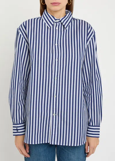 Polo Ralph Lauren Striped Cotton-poplin Shirt In Blue