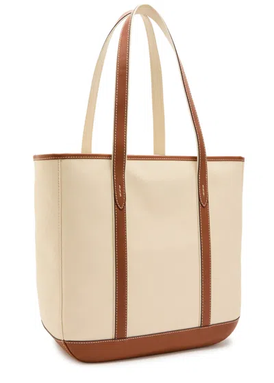 Polo Ralph Lauren Medium Leather-trimmed Canvas Tote Bag In Multi