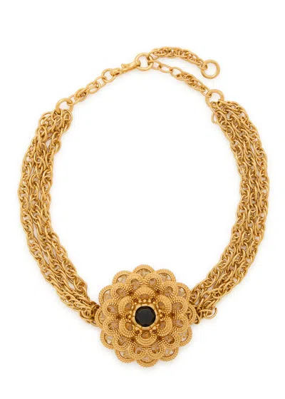 Chloé Chloe The  Feather Flower Necklace In Gold
