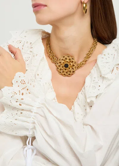 Chloé Chloe The  Feather Flower Necklace In Gold