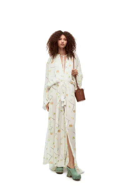Loewe Flower Maxi Dress In Viscose And Silk In Green