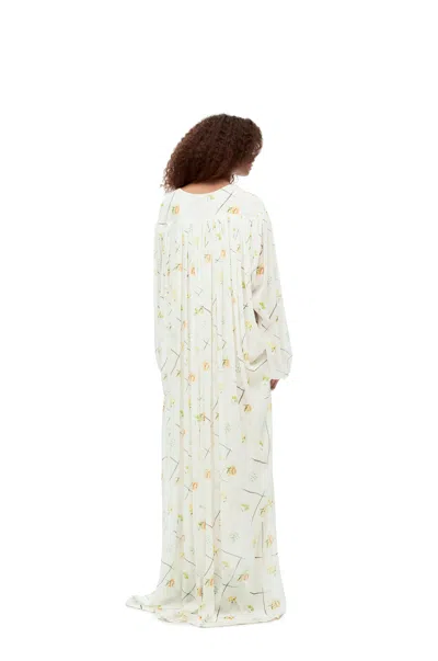 Loewe Flower Maxi Dress In Viscose And Silk In Green