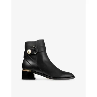 Jimmy Choo Noor Leather Pearly-button Ankle Booties In Black