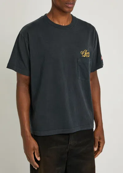 Cherry Los Angeles Five Star Logo-print Washed Cotton T-shirt In Black