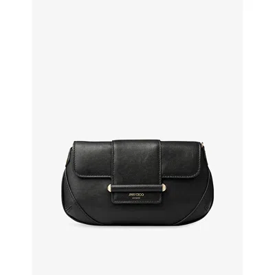 Jimmy Choo Womens Black/shiny Gold Bar Wallet With Chain Leather Shoulder Bag In Multi