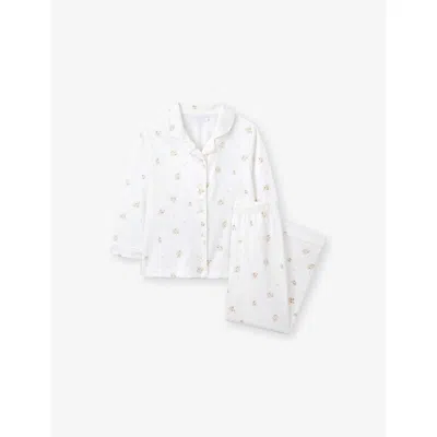The Little White Company Multi Hattie Floral-print Relaxed-fit Cotton Pyjamas Set In White