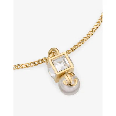 Jimmy Choo Womens Gold Jc Pearl Cube Brass Bracelet In Gold