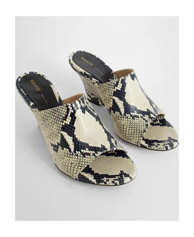 Khaite Marion 75mm Python-print Sandals In Neutral