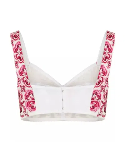 Dolce & Gabbana Dolce  Gabbana Majolica Printed Cropped Tank Top In Multi
