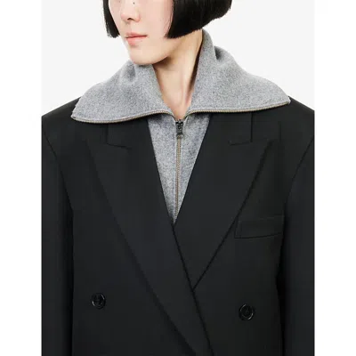 Veronica Beard Womens Medium Heather Grey Beach Dickey Wool And Cashmere Collar In Gray