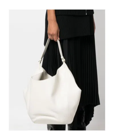 Khaite Medium The Lotus Leather Tote Bag In White