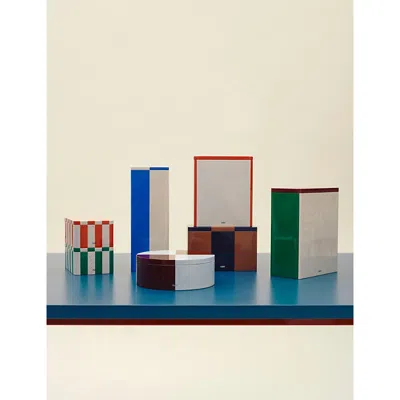 Hay Green And Owhite Striped Small Tin Container 7.3cm