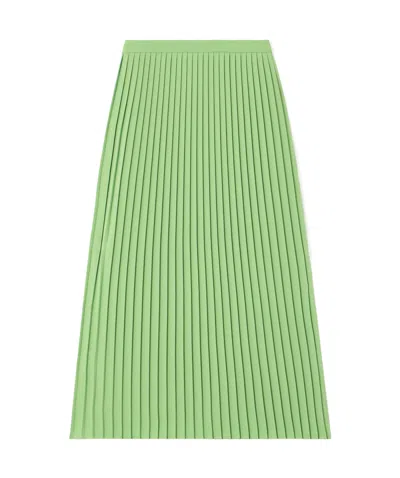 Dries Van Noten Pleated Mid-length Skirt In Green