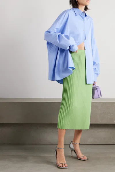 Dries Van Noten Pleated Mid-length Skirt In Green