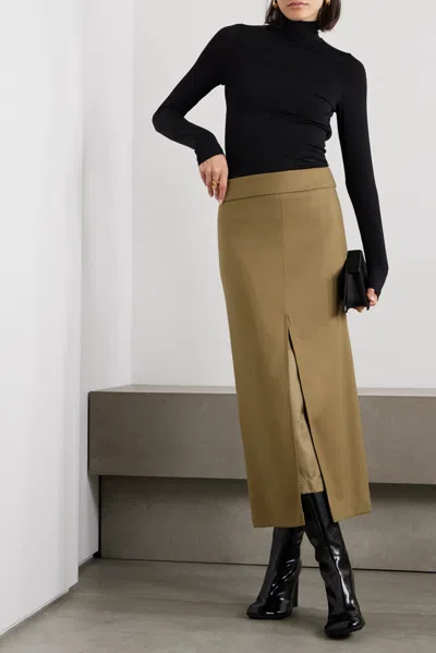 Dries Van Noten Split Mid-length Skirt In Brown