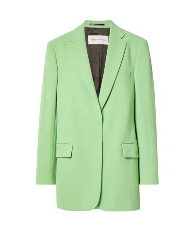 Dries Van Noten Long-sleeved Suit Coat In Green