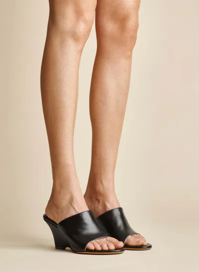 Khaite The Marion 75mm Leather Sandals In Black