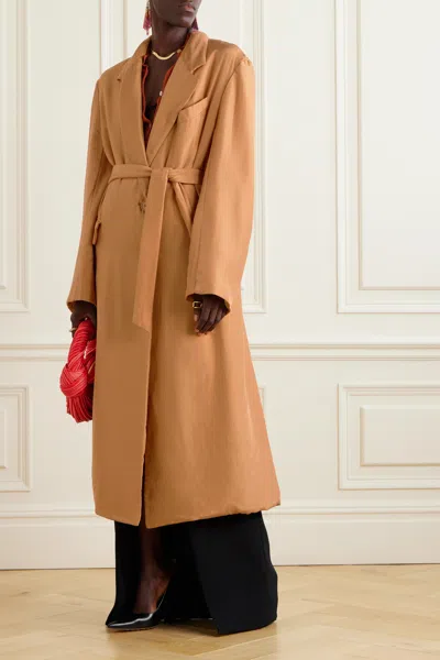 Dries Van Noten Belt And Long-sleeved Windbreaker In Brown