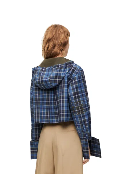 Loewe Cropped Hooded Shirt In Wool Blend In Blue